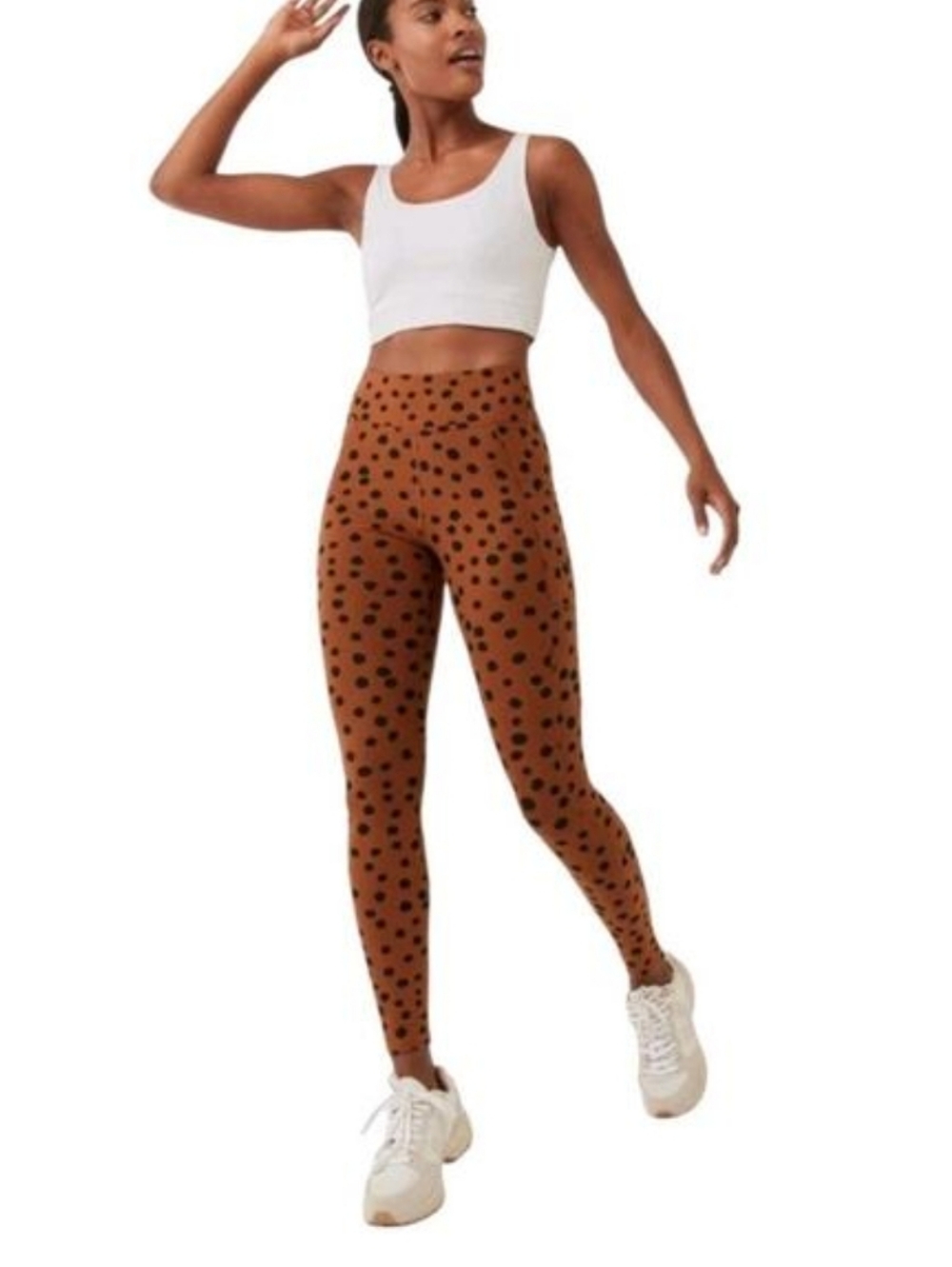 Pact Brown Polka Dot High-Rise Leggings